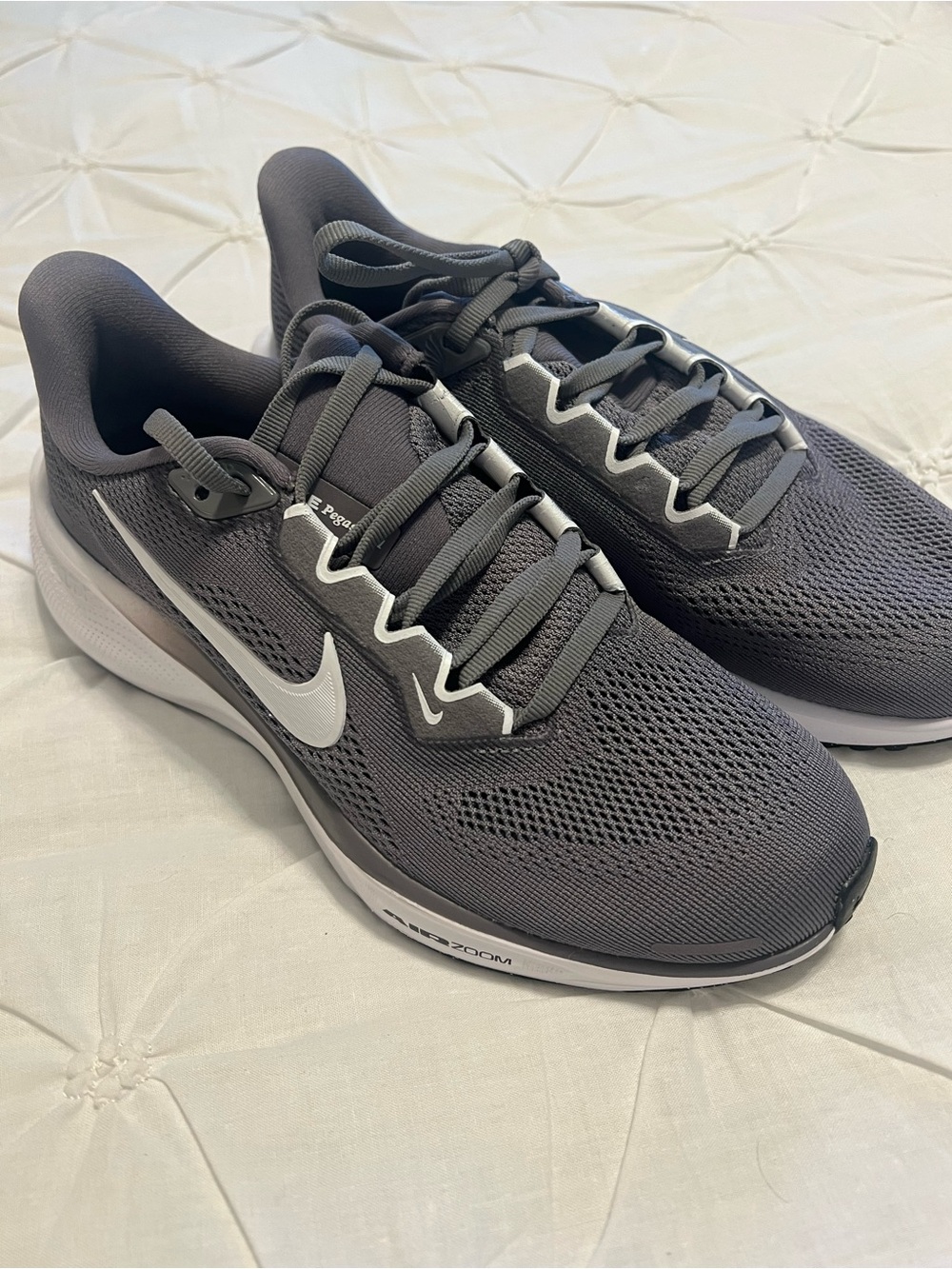 Nike Gray Mesh Running Shoes with White Swoosh